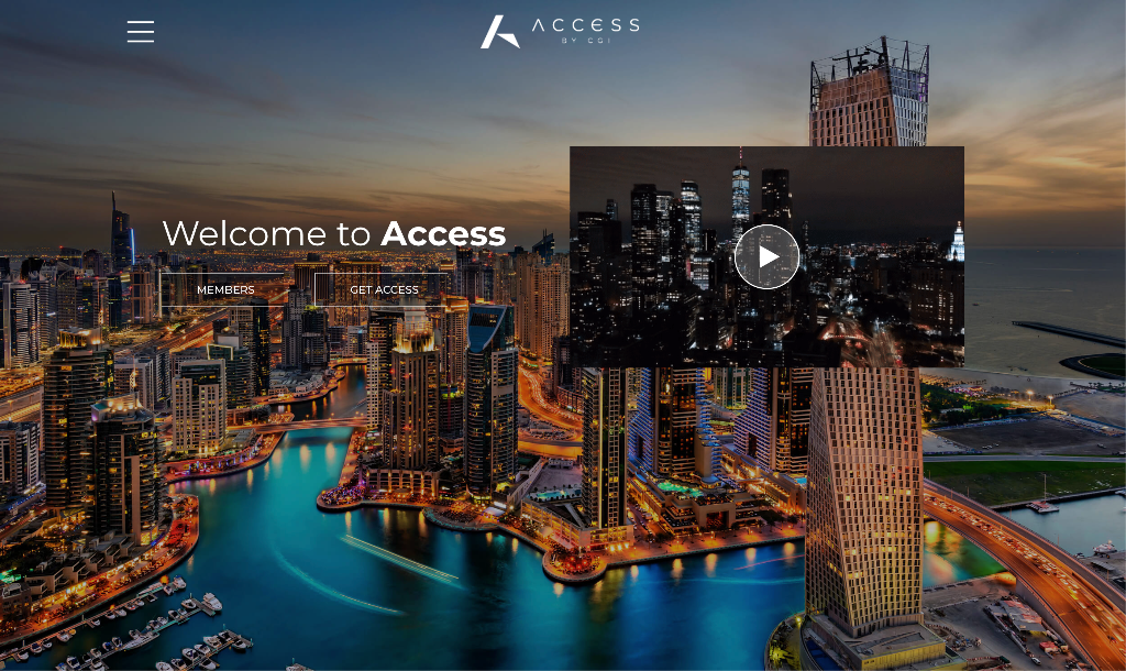 The Access by CGI investment platform — Welcome to Access landing screen
