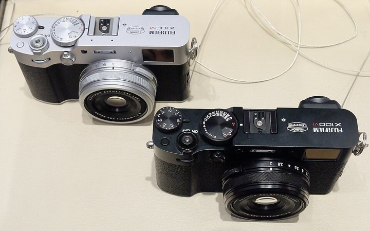 Fujifilm X100VI compact camera with a fixed lens.